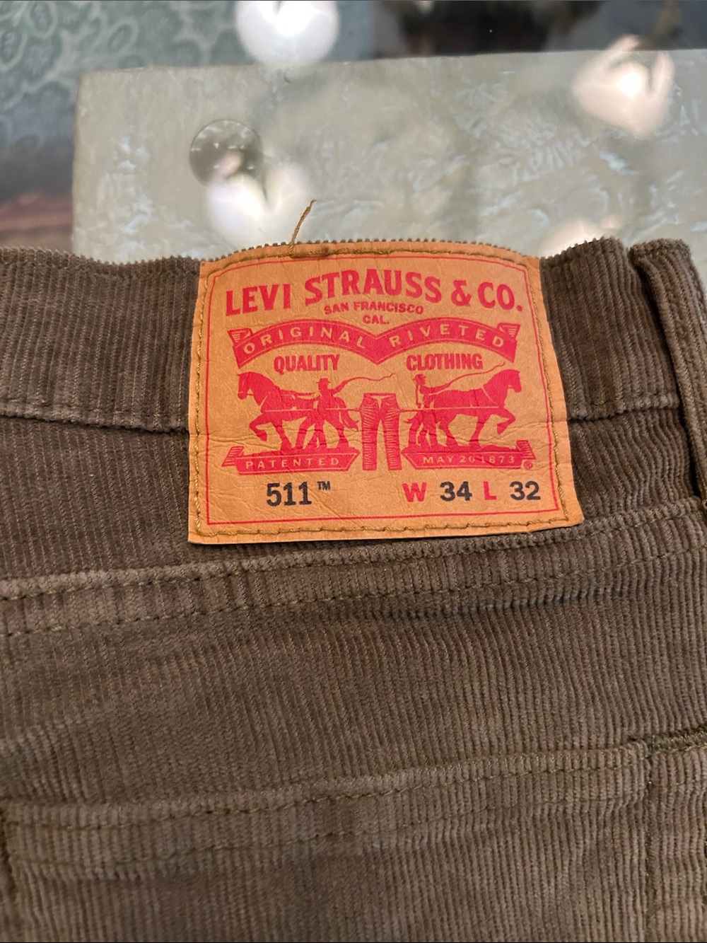 Levi's 511 Corduroy Pants in Olive Brown